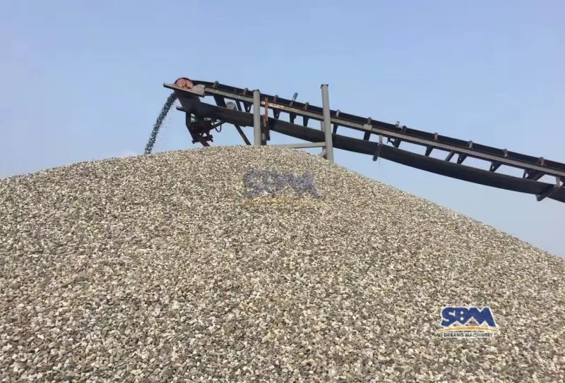 Crushed pebbles from crusher